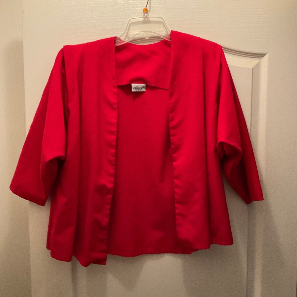 Red 7/8 suit jacket by Anna G made in America vintage with shoulder pads